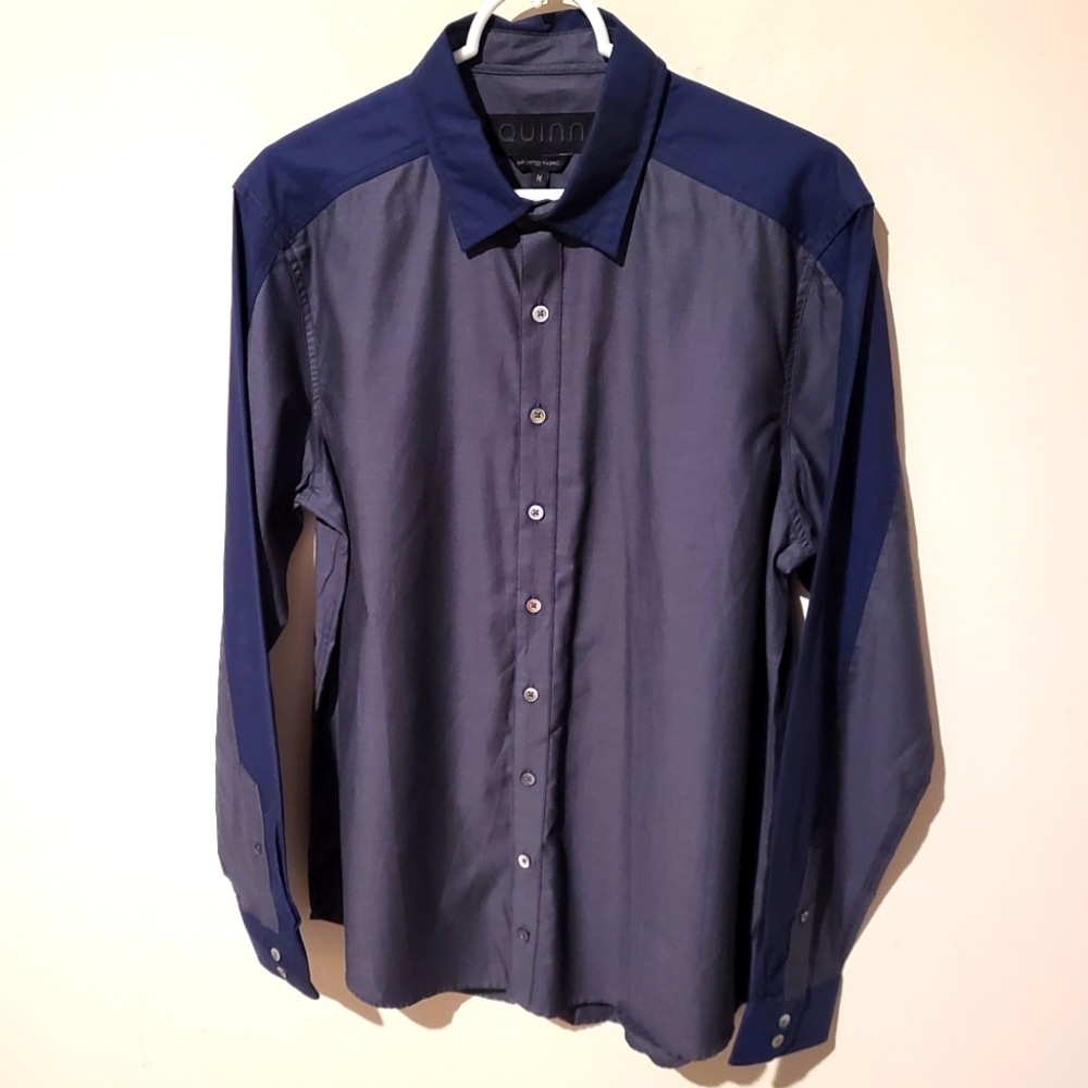 NWT Quinn NYC Long Sleeve Vito Two-Tome Blue Shirt - Size Medium - $175